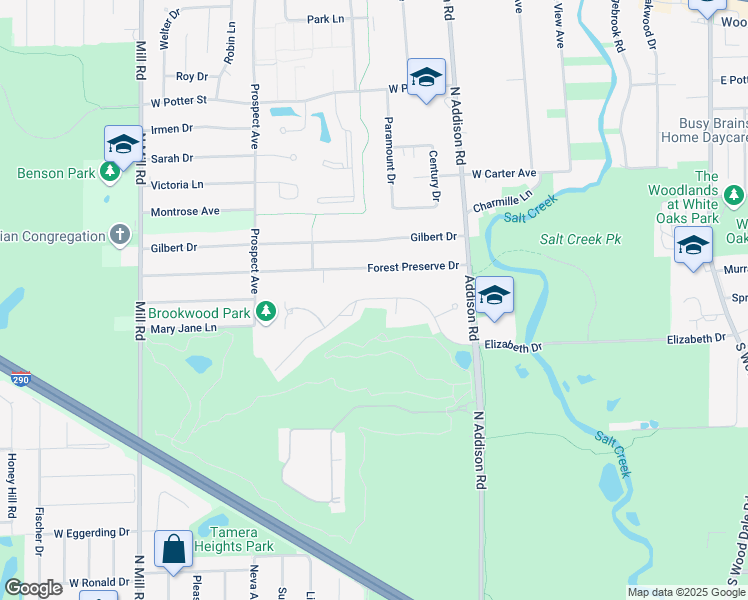 map of restaurants, bars, coffee shops, grocery stores, and more near 422 Elizabeth Drive in Wood Dale