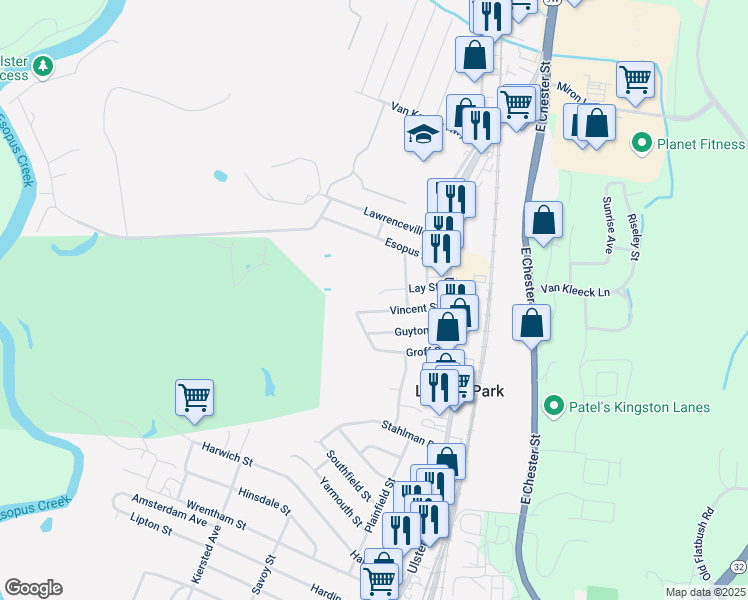 map of restaurants, bars, coffee shops, grocery stores, and more near 82 Vincent Street in Kingston