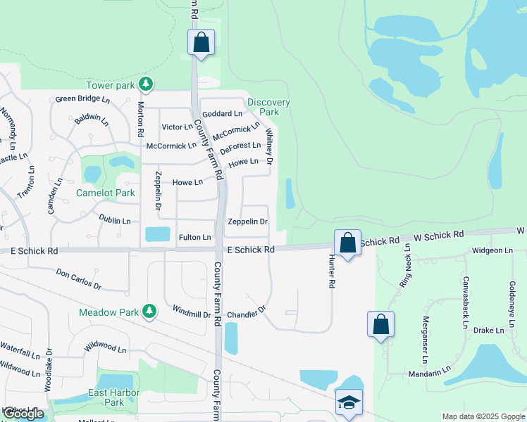 map of restaurants, bars, coffee shops, grocery stores, and more near 1703 Bell Drive in Hanover Park