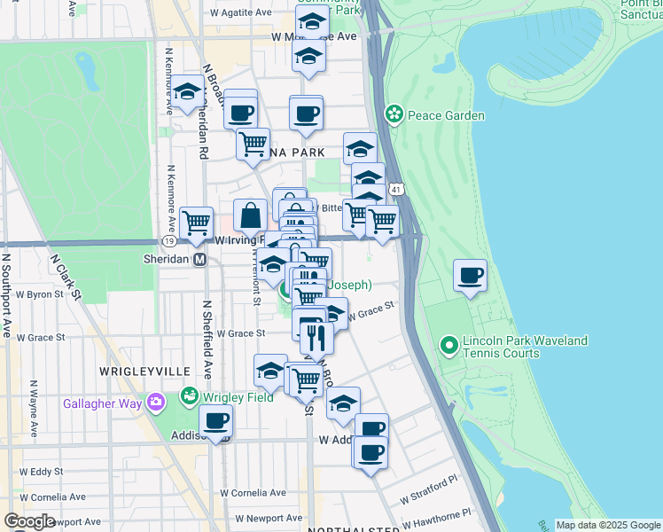 map of restaurants, bars, coffee shops, grocery stores, and more near in Chicago
