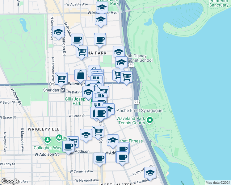 map of restaurants, bars, coffee shops, grocery stores, and more near in Chicago