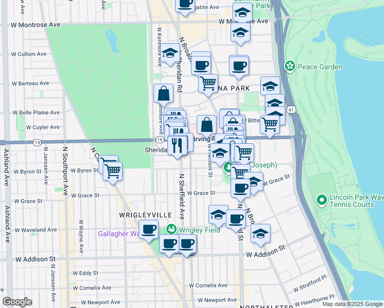 map of restaurants, bars, coffee shops, grocery stores, and more near in Chicago