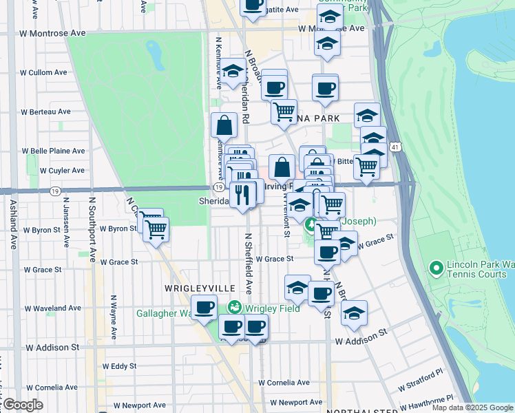 map of restaurants, bars, coffee shops, grocery stores, and more near in Chicago