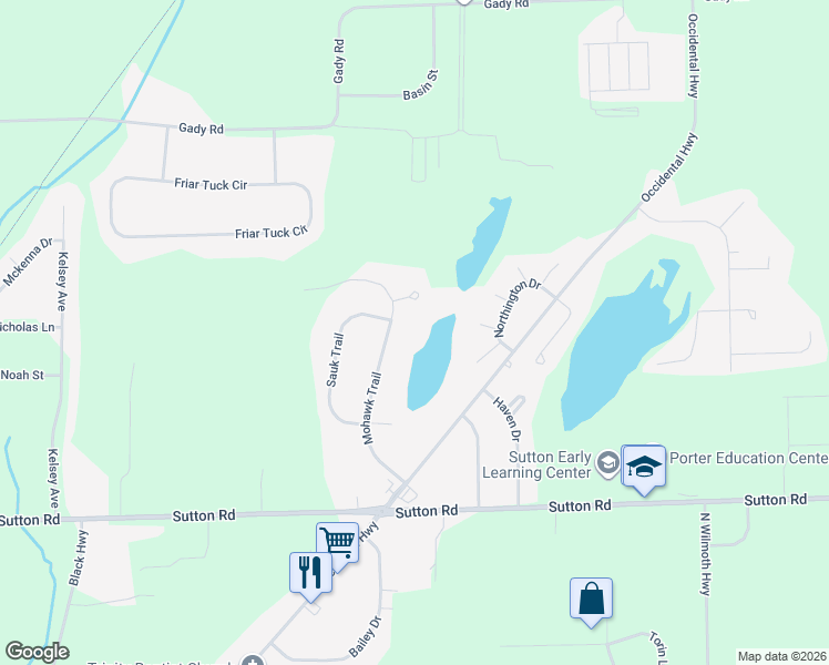 map of restaurants, bars, coffee shops, grocery stores, and more near 4329 Mohawk Trail in Adrian