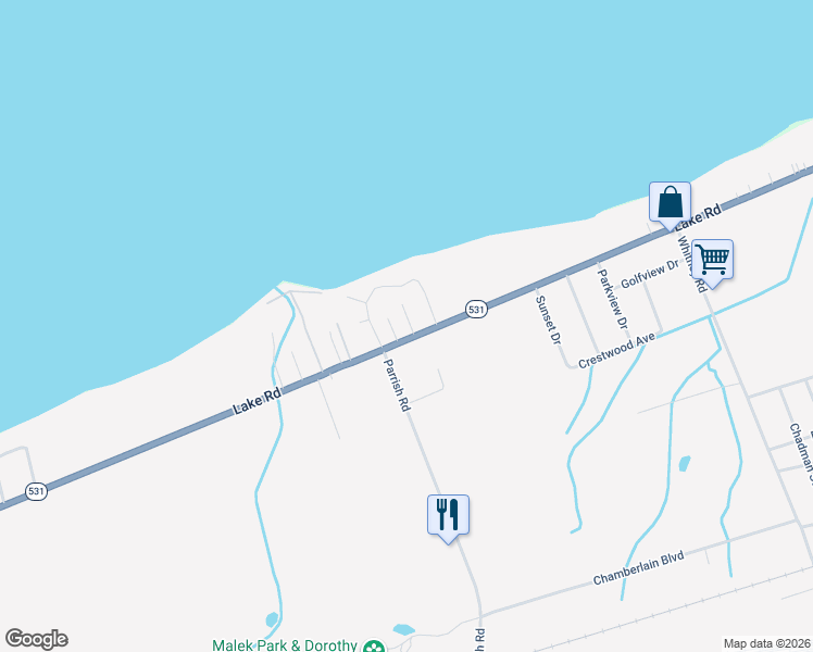 map of restaurants, bars, coffee shops, grocery stores, and more near 1150 Lake Road in Conneaut