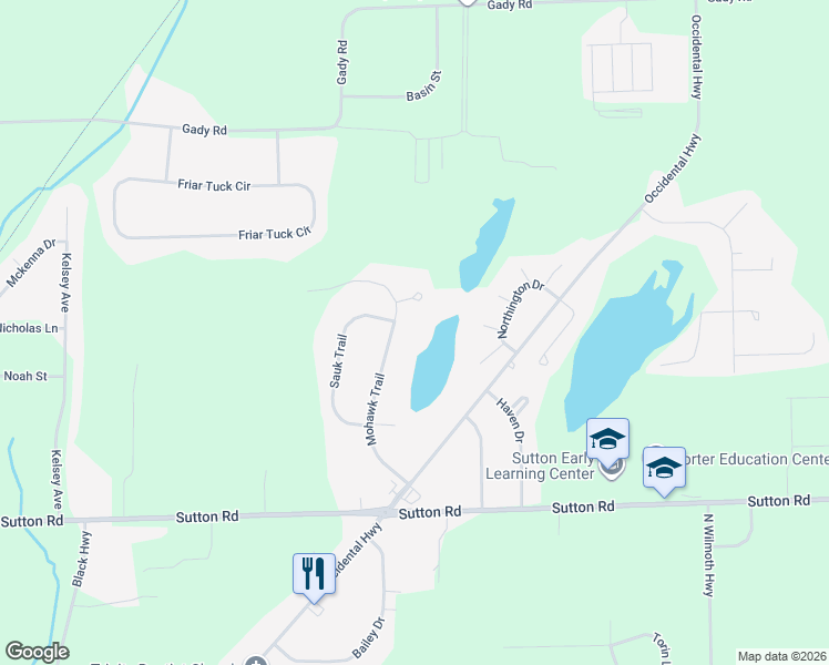 map of restaurants, bars, coffee shops, grocery stores, and more near 4329 Mohawk Trail in Adrian