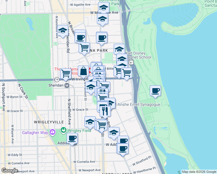 map of restaurants, bars, coffee shops, grocery stores, and more near in Chicago
