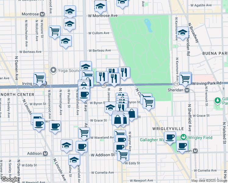 map of restaurants, bars, coffee shops, grocery stores, and more near 3915 North Southport Avenue in Chicago
