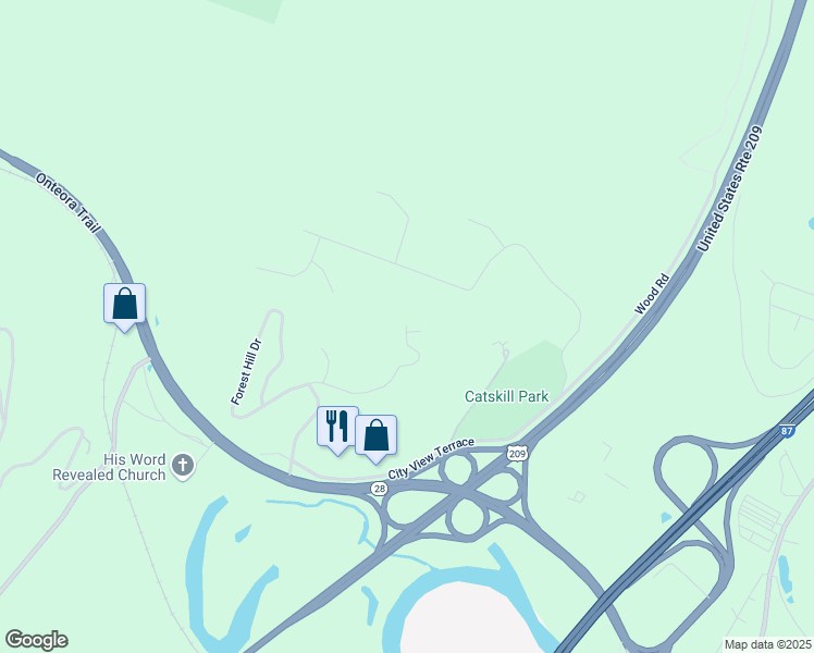 map of restaurants, bars, coffee shops, grocery stores, and more near 35 Tall Oaks Drive in Kingston