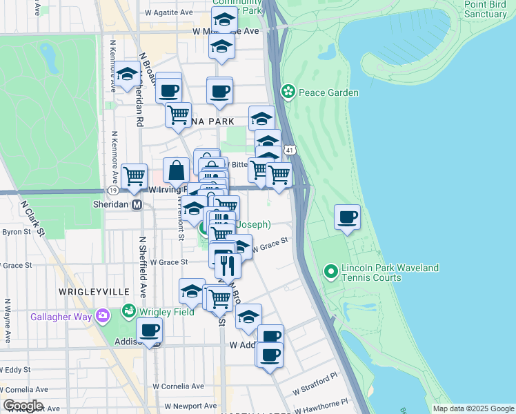map of restaurants, bars, coffee shops, grocery stores, and more near in Chicago