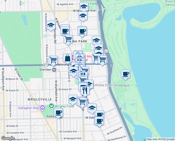 map of restaurants, bars, coffee shops, grocery stores, and more near in Chicago
