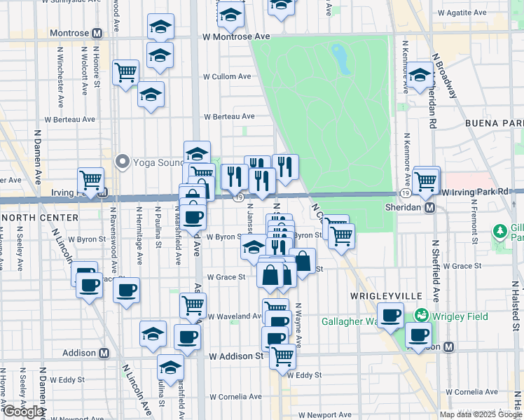 map of restaurants, bars, coffee shops, grocery stores, and more near 3915 North Southport Avenue in Chicago