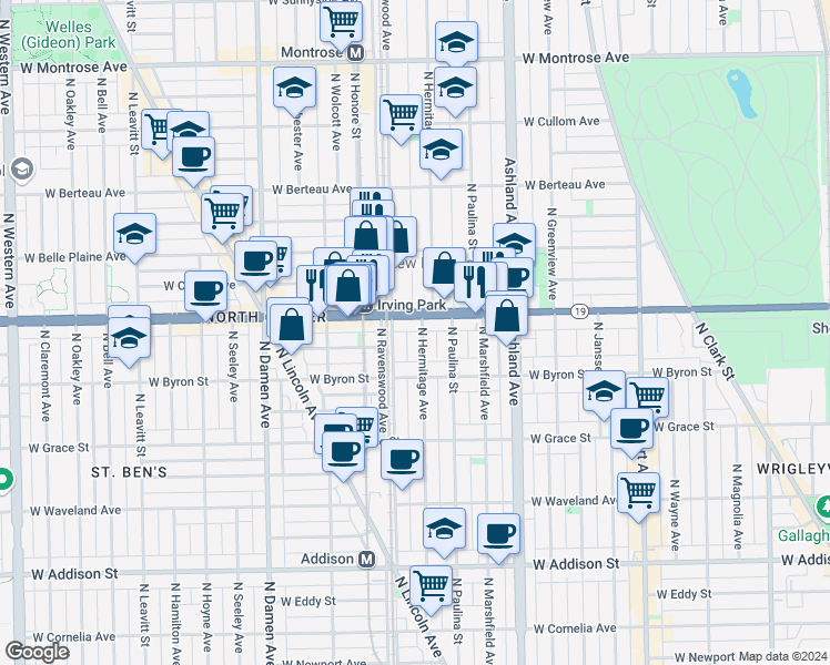 map of restaurants, bars, coffee shops, grocery stores, and more near in Chicago