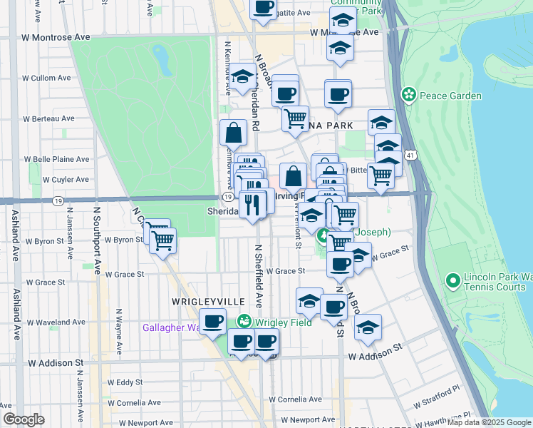 map of restaurants, bars, coffee shops, grocery stores, and more near in Chicago
