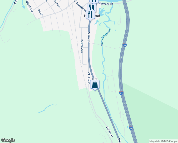 map of restaurants, bars, coffee shops, grocery stores, and more near 4163 Old Lackawanna Trail in Hallstead
