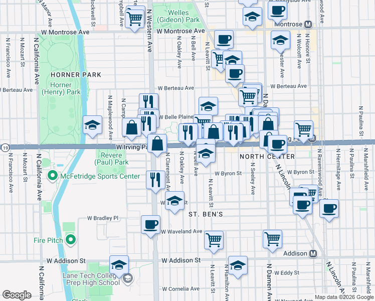 map of restaurants, bars, coffee shops, grocery stores, and more near in Chicago