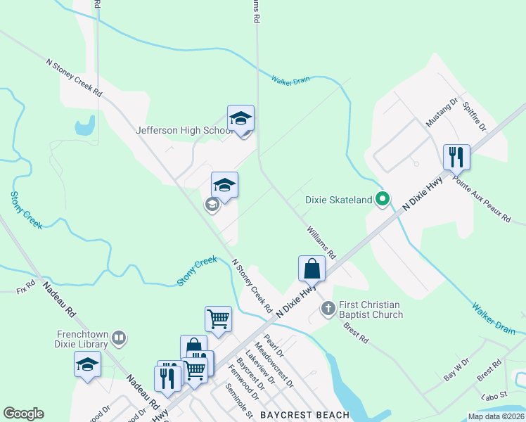 map of restaurants, bars, coffee shops, grocery stores, and more near 5091-5477 Williams Road in Frenchtown Charter Township