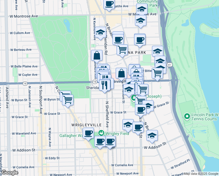 map of restaurants, bars, coffee shops, grocery stores, and more near in Chicago