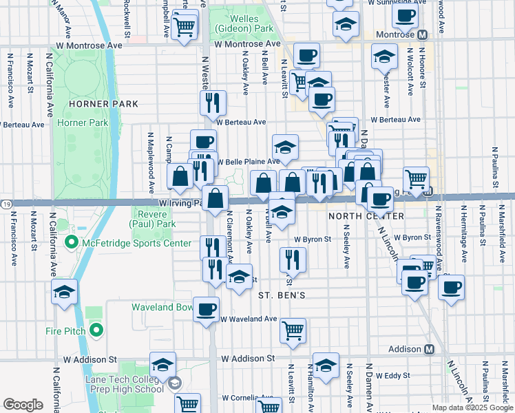 map of restaurants, bars, coffee shops, grocery stores, and more near in Chicago