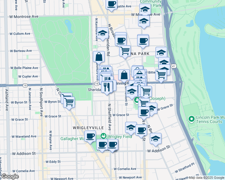 map of restaurants, bars, coffee shops, grocery stores, and more near in Chicago
