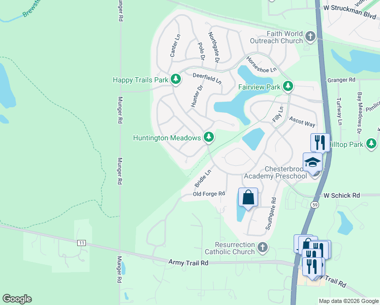 map of restaurants, bars, coffee shops, grocery stores, and more near 1460 Saddleridge Place in Bartlett