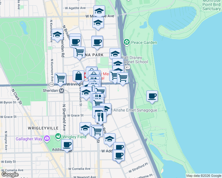 map of restaurants, bars, coffee shops, grocery stores, and more near in Chicago