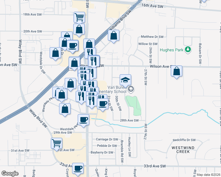 map of restaurants, bars, coffee shops, grocery stores, and more near 2514 31st Street Southwest in Cedar Rapids