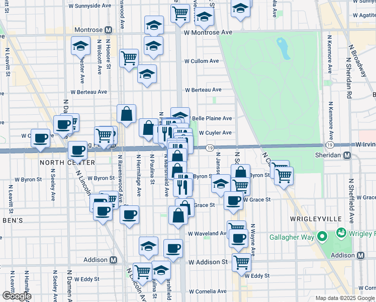 map of restaurants, bars, coffee shops, grocery stores, and more near in Chicago