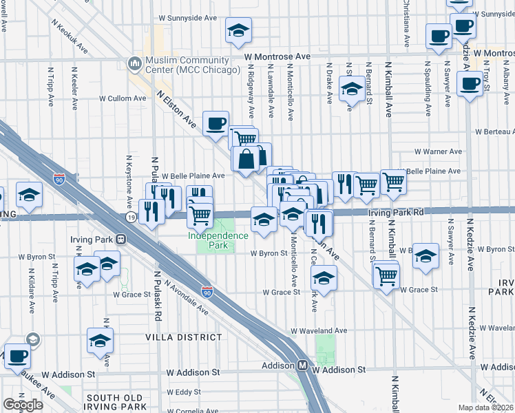 map of restaurants, bars, coffee shops, grocery stores, and more near in Chicago