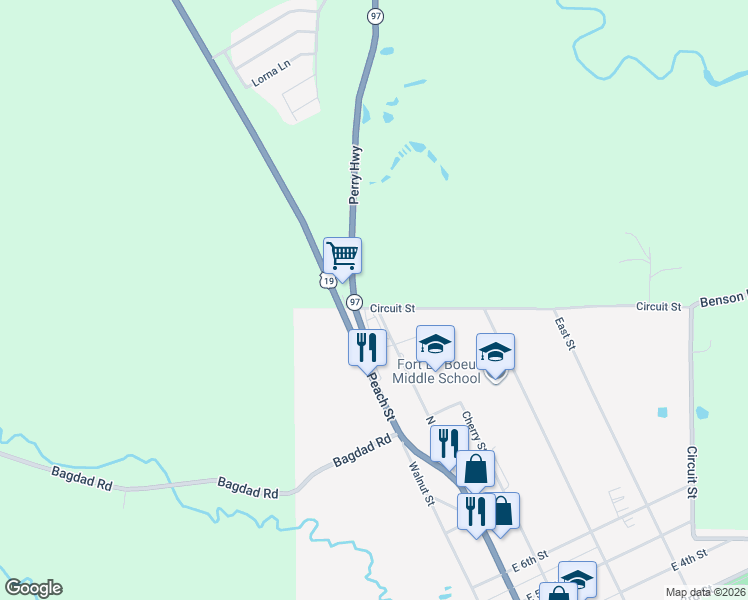 map of restaurants, bars, coffee shops, grocery stores, and more near State Highway 97 in Waterford