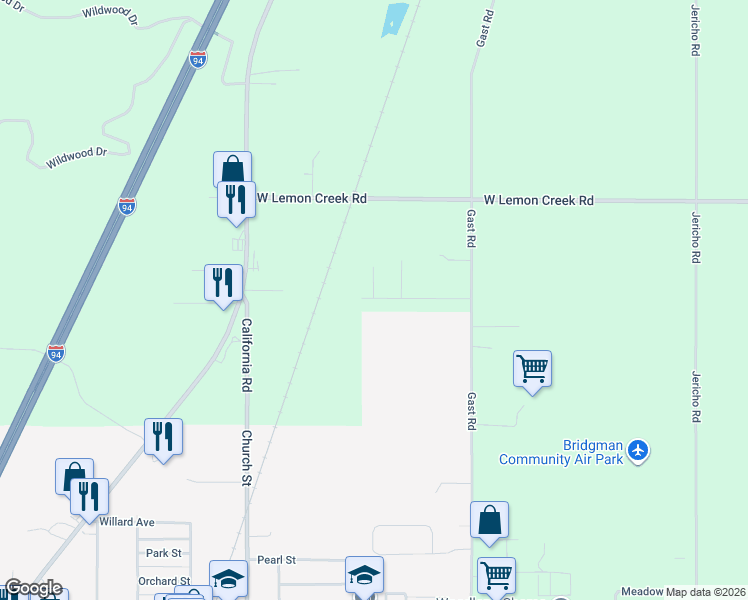 map of restaurants, bars, coffee shops, grocery stores, and more near 3868 Linke Road in Sawyer
