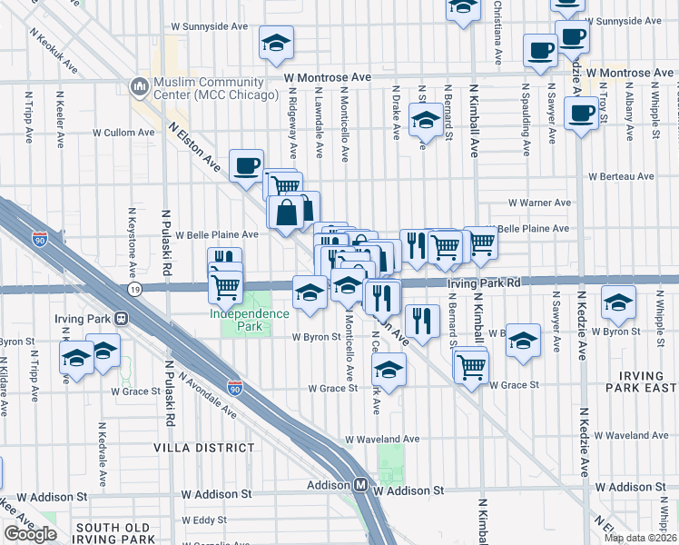map of restaurants, bars, coffee shops, grocery stores, and more near in Chicago