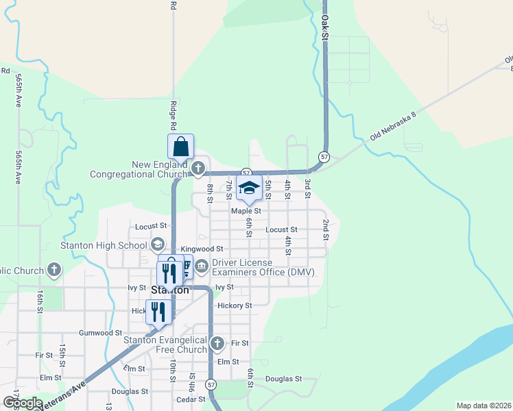 map of restaurants, bars, coffee shops, grocery stores, and more near in Stanton