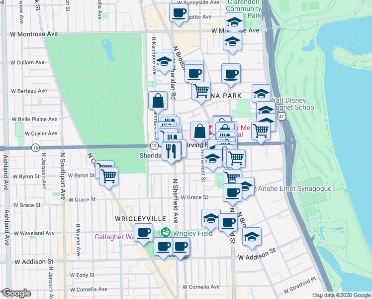 map of restaurants, bars, coffee shops, grocery stores, and more near in Chicago