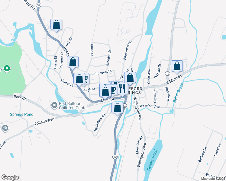 map of restaurants, bars, coffee shops, grocery stores, and more near 26 High Street in Stafford