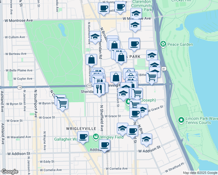 map of restaurants, bars, coffee shops, grocery stores, and more near in Chicago