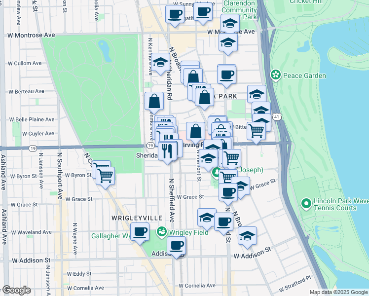 map of restaurants, bars, coffee shops, grocery stores, and more near in Chicago