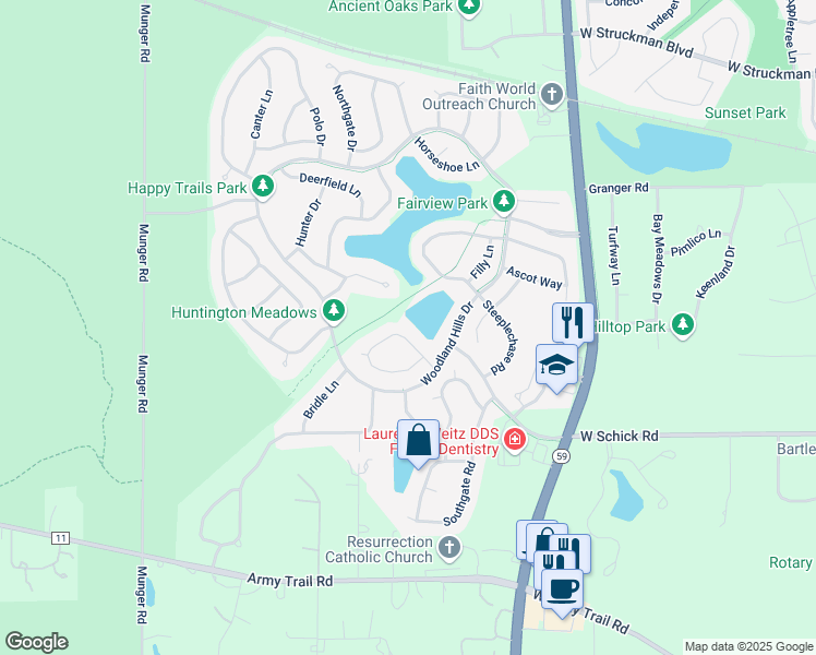 map of restaurants, bars, coffee shops, grocery stores, and more near 1462 Anvil Court in Bartlett
