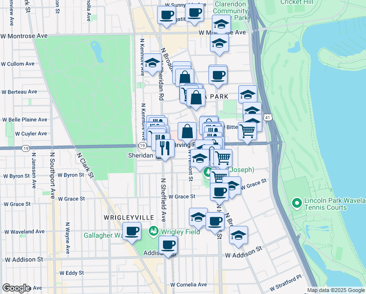map of restaurants, bars, coffee shops, grocery stores, and more near 939 West Cuyler Avenue in Chicago