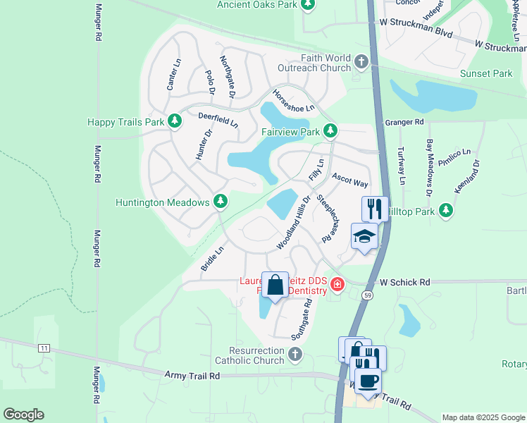 map of restaurants, bars, coffee shops, grocery stores, and more near 1462 Anvil Court in Bartlett
