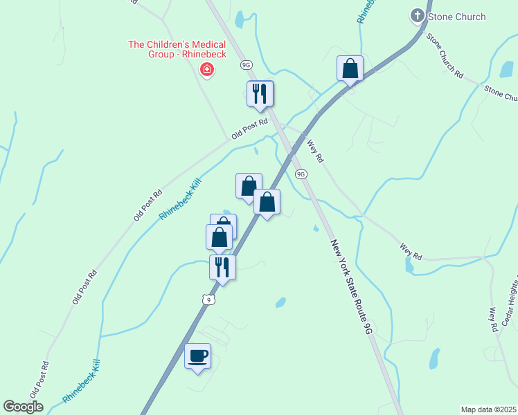 map of restaurants, bars, coffee shops, grocery stores, and more near 6837 U.S. 9 in Rhinebeck
