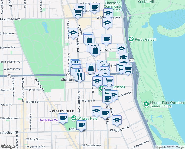 map of restaurants, bars, coffee shops, grocery stores, and more near 939 West Cuyler Avenue in Chicago
