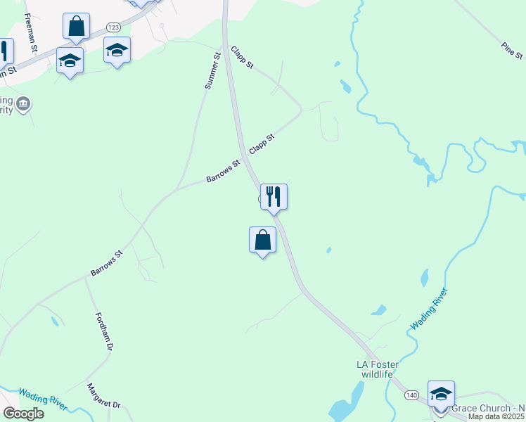 map of restaurants, bars, coffee shops, grocery stores, and more near 100 Taunton Avenue in Norton