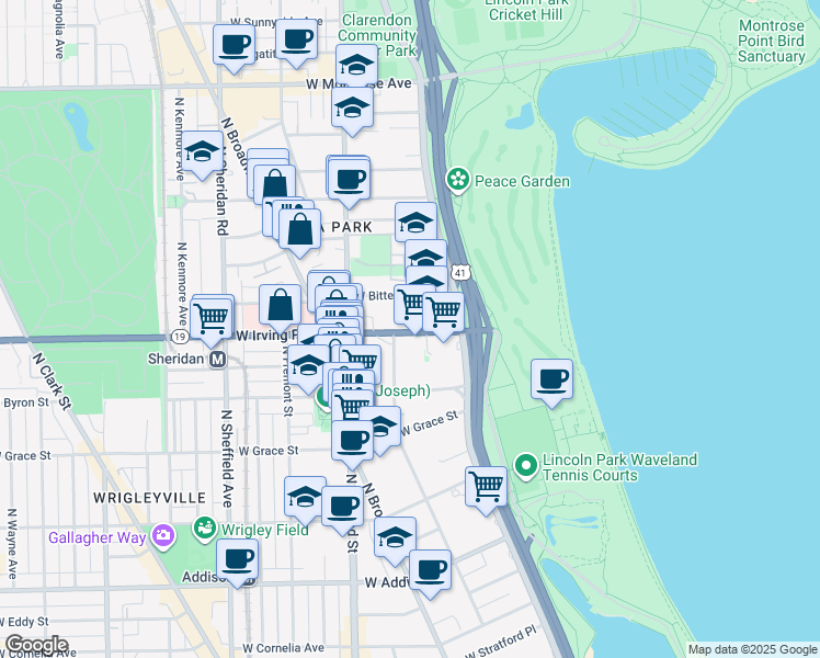 map of restaurants, bars, coffee shops, grocery stores, and more near in Chicago