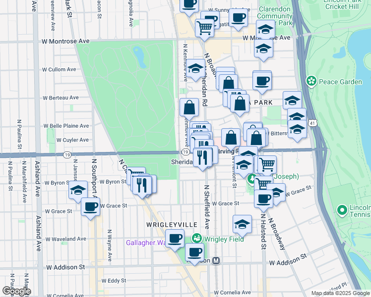 map of restaurants, bars, coffee shops, grocery stores, and more near in Chicago