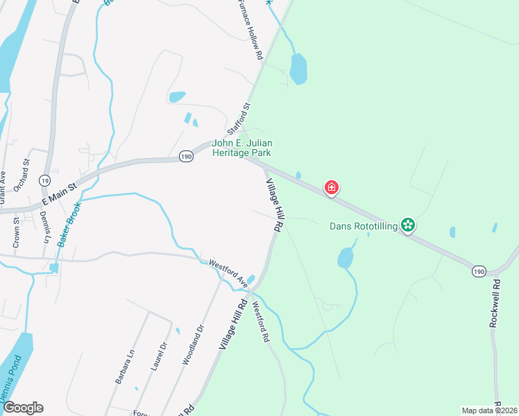 map of restaurants, bars, coffee shops, grocery stores, and more near 9 Village Hill Road in Stafford