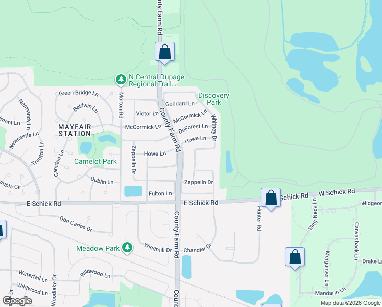 map of restaurants, bars, coffee shops, grocery stores, and more near 4564 Whitney Drive in Hanover Park