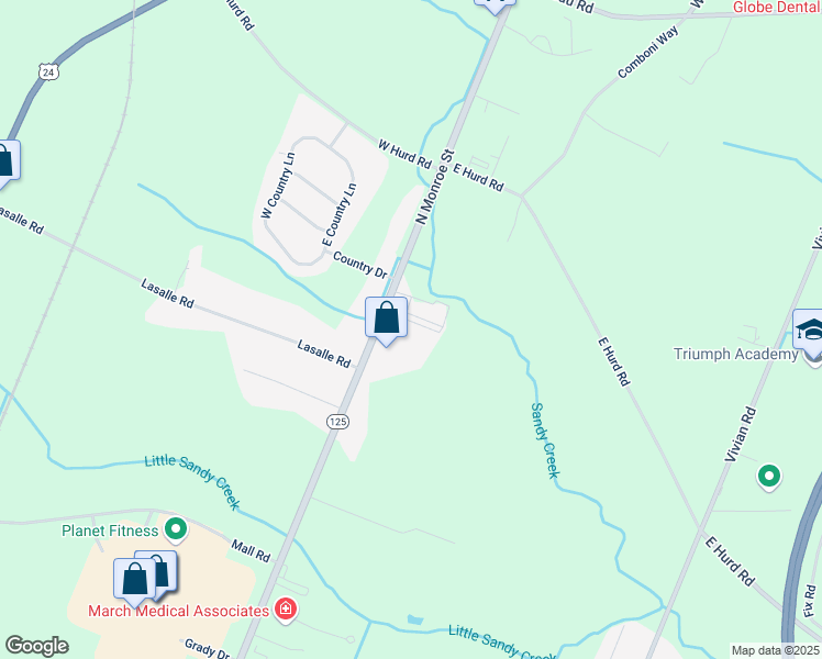 map of restaurants, bars, coffee shops, grocery stores, and more near 2800 North Monroe Street in Monroe