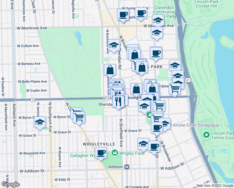 map of restaurants, bars, coffee shops, grocery stores, and more near in Chicago