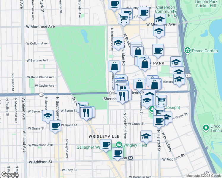 map of restaurants, bars, coffee shops, grocery stores, and more near in Chicago